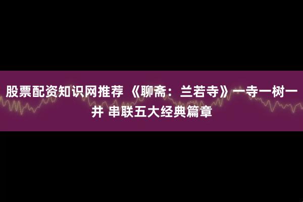 股票配资知识网推荐 《聊斋：兰若寺》一寺一树一井 串联五大经典篇章